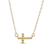 Thumbnail Image 1 of Sideways Diamond-Cut Bead Cross Necklace in 10K Gold - 17"