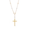 Thumbnail Image 1 of Cross and Brilliance Bead Station "Y" Necklace in 10K Tri-Tone Gold - 17"