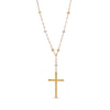 Thumbnail Image 0 of Cross and Brilliance Bead Station "Y" Necklace in 10K Tri-Tone Gold - 17"