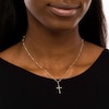 Thumbnail Image 1 of Cross and Brilliance Bead Station "Y" Necklace in 10K Tri-Tone Gold - 17"