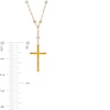 Thumbnail Image 3 of Cross and Brilliance Bead Station "Y" Necklace in 10K Tri-Tone Gold - 17"