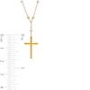 Thumbnail Image 2 of Cross and Brilliance Bead Station "Y" Necklace in 10K Tri-Tone Gold - 17"