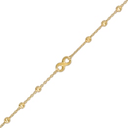 Diamond-Cut Infinity and Brilliance Bead Station Bracelet in 10K Gold - 7.5&quot;