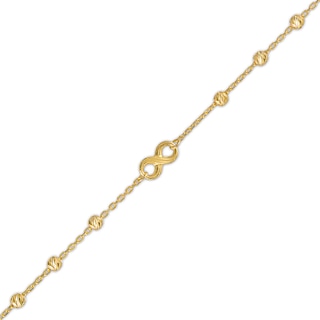 Diamond-Cut Infinity and Brilliance Bead Station Bracelet in 10K Gold - 7.5"