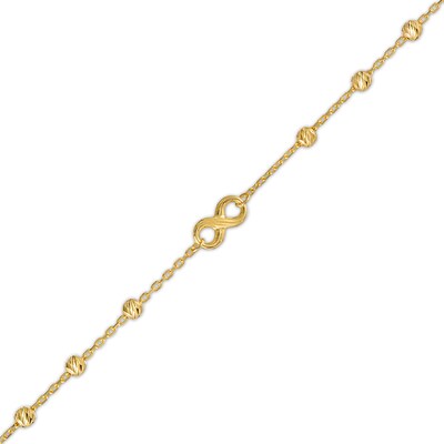 Diamond-Cut Infinity and Brilliance Bead Station Bracelet in 10K Gold - 7.5"