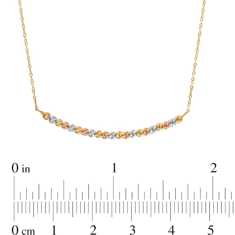Main Image 3 of Diamond-Cut Bead Alternating Curved Bar Necklace in 14K Tri-Tone Gold - 17"