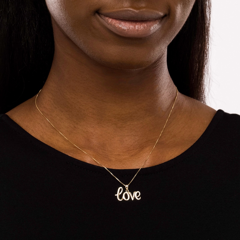Main Image 2 of Cursive "love" Pendant in 14K Gold