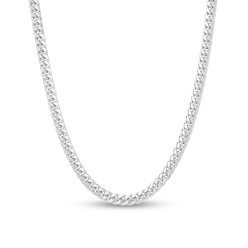 Men's 7.4mm Hollow Cuban Curb chain Necklace in 10K White Gold - 22"