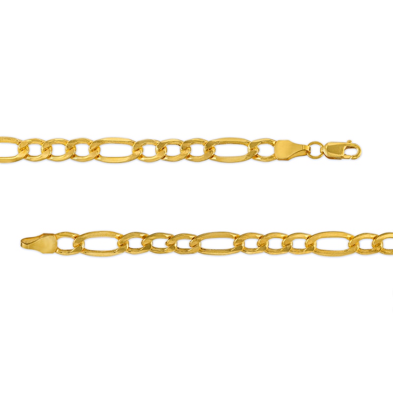 Main Image 4 of Men's 5.8mm Figaro Chain Bracelet in Hollow 14K Gold - 9"