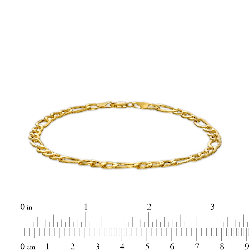 Main Image 5 of Men's 5.8mm Figaro Chain Bracelet in Hollow 14K Gold - 9"