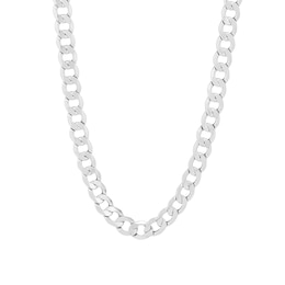Men's 7.0mm Curb Chain Necklace in Hollow 14K White Gold - 22&quot;