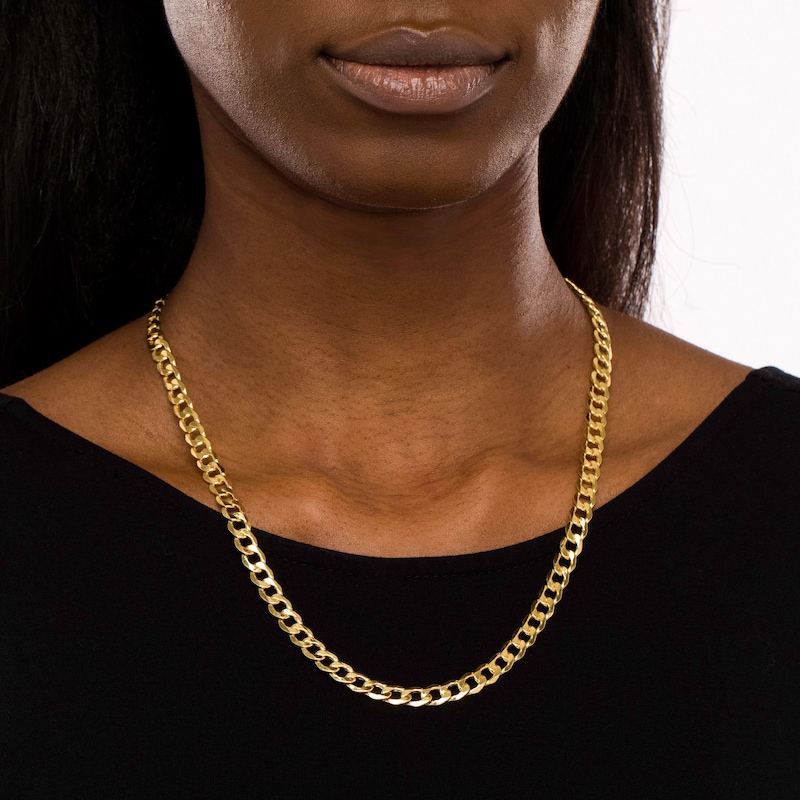 Main Image 2 of Men's 7.0mm Curb Chain Necklace in Hollow 14K Gold - 22"