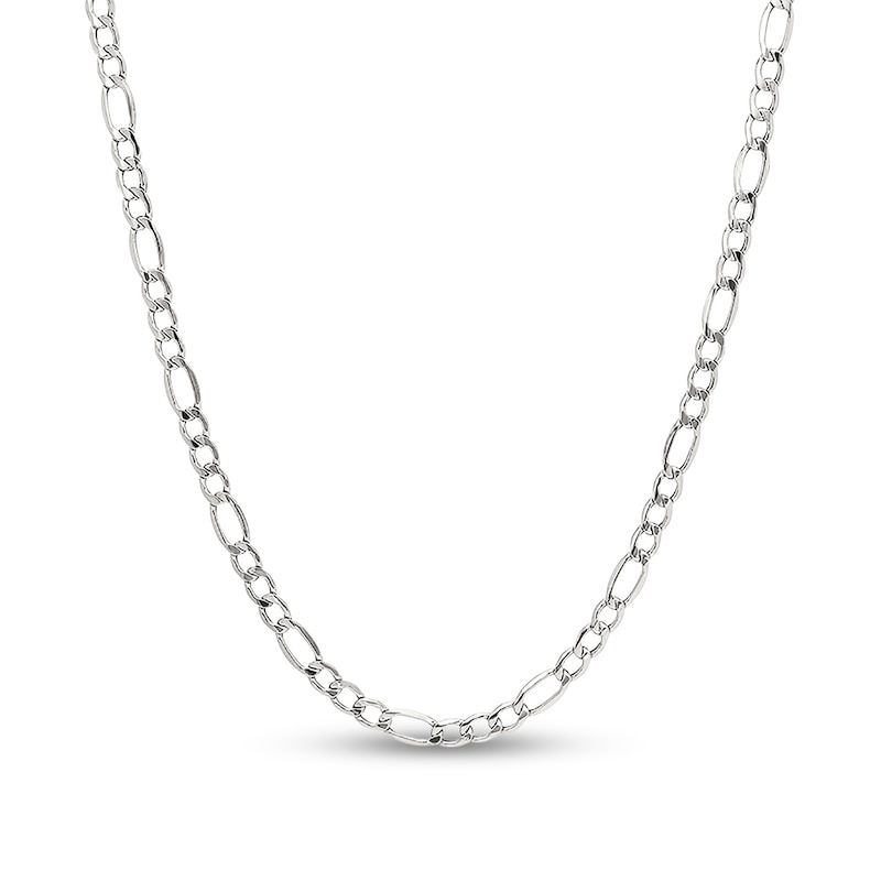 Men's 5.8mm Semi-Solid Figaro Chain Necklace in 14K White Gold - 22"