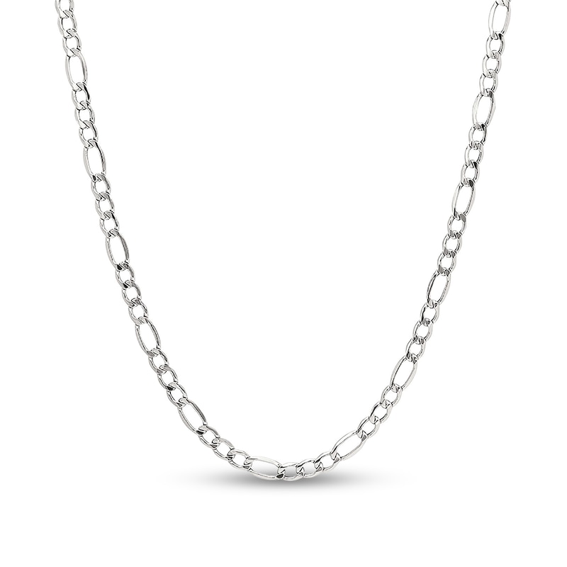 Main Image 2 of Men's 5.8mm Figaro Chain Necklace in Hollow 14K White Gold - 22&quot;