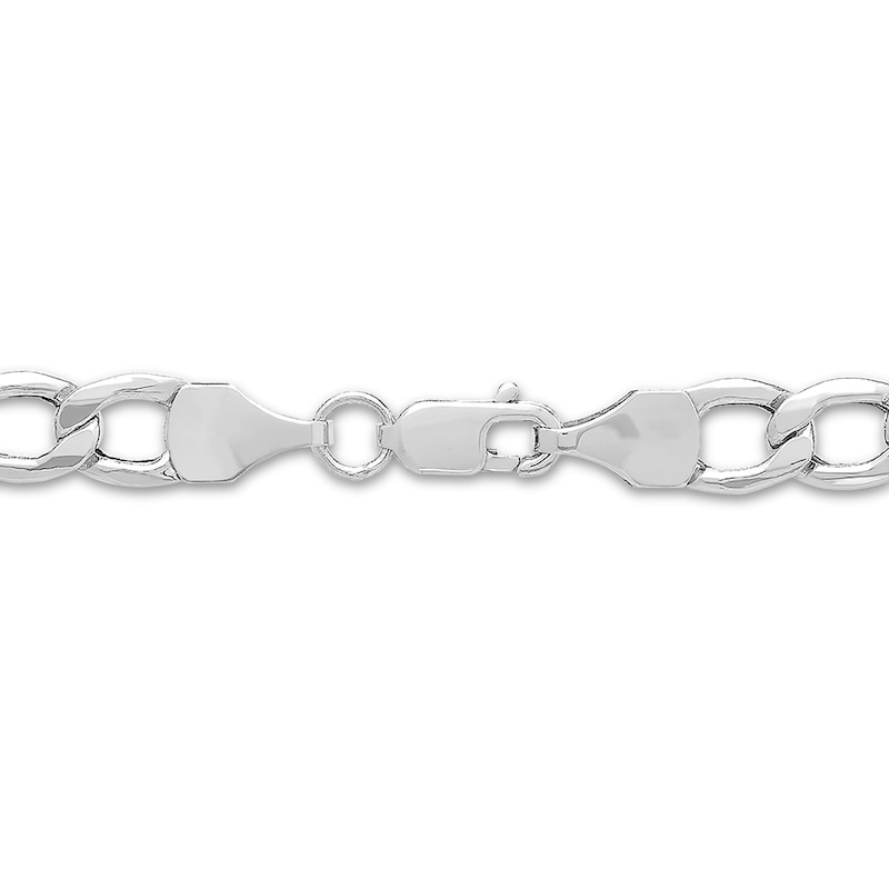 Main Image 3 of Men's 5.8mm Figaro Chain Necklace in Hollow 14K White Gold - 22&quot;