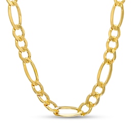 Men's 7.2mm Figaro Chain Necklace in Hollow 14K Gold - 22&quot;