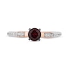 Thumbnail Image 3 of Enchanted Disney Snow White 5.0mm Garnet and 0.18 CT. T.W. Diamond Bow Promise Ring in Sterling Silver and 10K Rose Gold