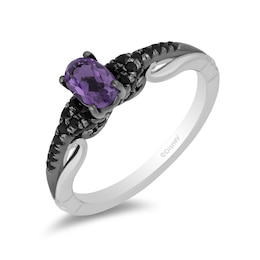 Enchanted Disney Villains Ursula Amethyst and 0.23 CT. T.W. Black Diamond Promise Ring in Sterling Silver
