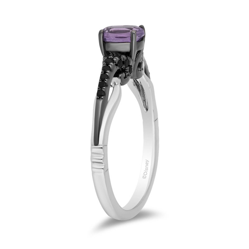 Enchanted Disney Villains Ursula Amethyst and 0.23 CT. T.W. Black Diamond Promise Ring in Sterling Silver