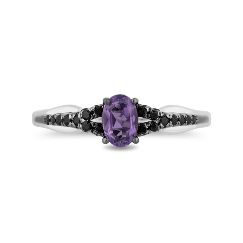 Main Image 4 of Enchanted Disney Villains Ursula Amethyst and 0.23 CT. T.W. Black Diamond Promise Ring in Sterling Silver