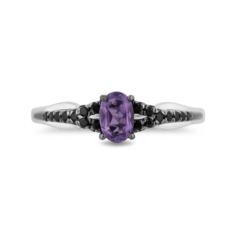 Enchanted Disney Villains Ursula Amethyst and 0.23 CT. T.W. Black Diamond Promise Ring in Sterling Silver