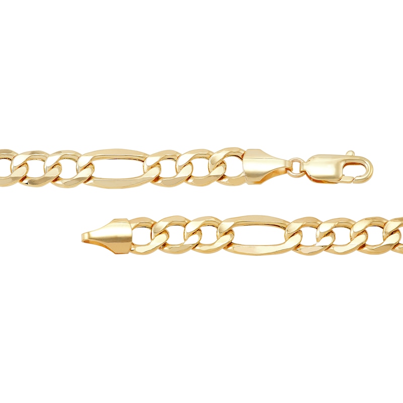Main Image 2 of Men's 9.0mm Figaro Chain Necklace in Hollow 10K Gold - 26"