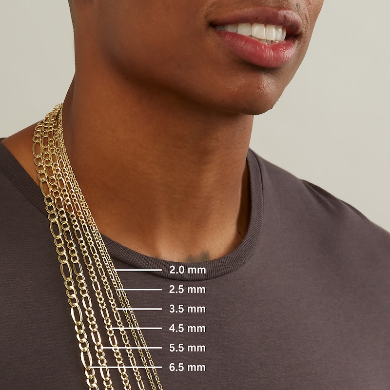 Men's 9.0mm Figaro Chain Necklace in Hollow 10K Gold