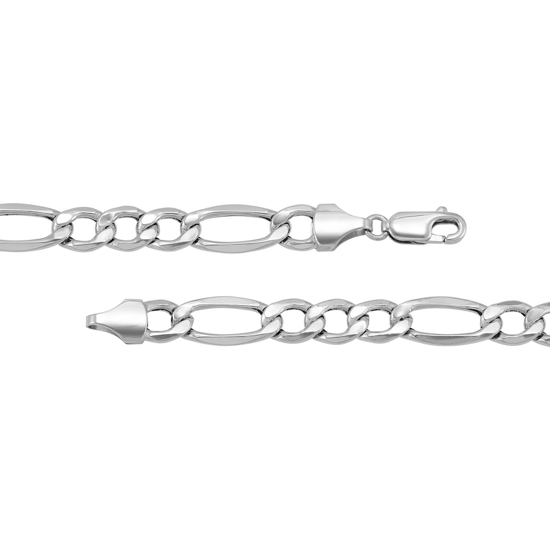 Main Image 2 of Men's 7.2mm Figaro Chain Necklace in Hollow 14K White Gold - 22"