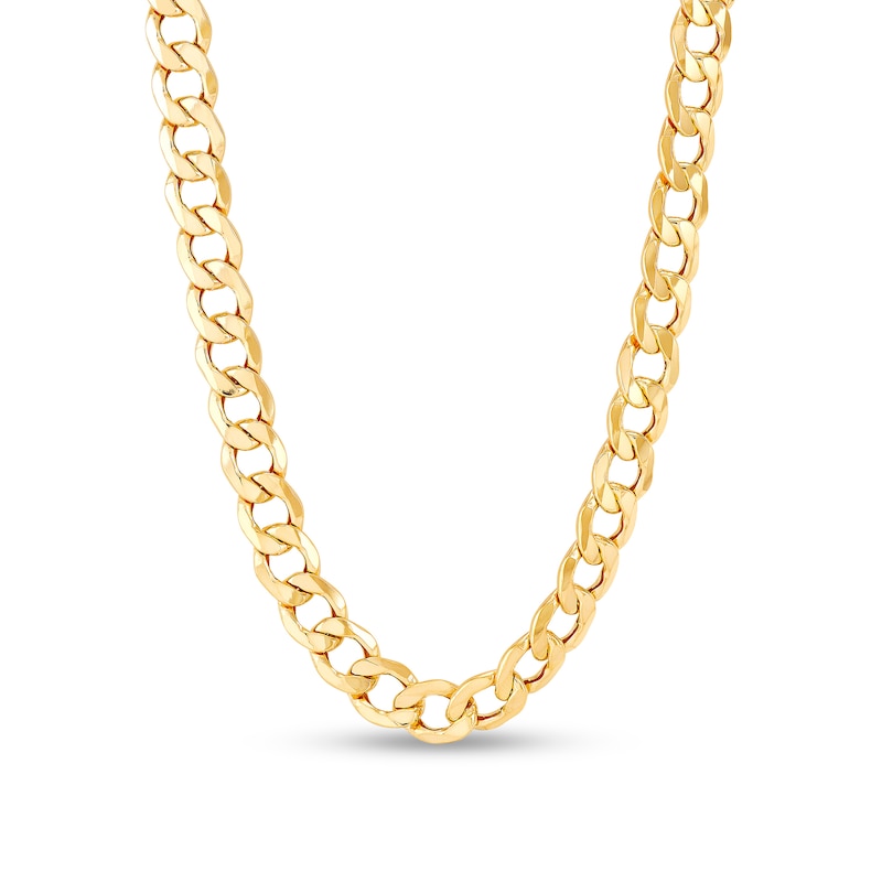 Main Image 1 of Men's 11.3mm Curb Chain Necklace in Hollow 10K Gold - 26"