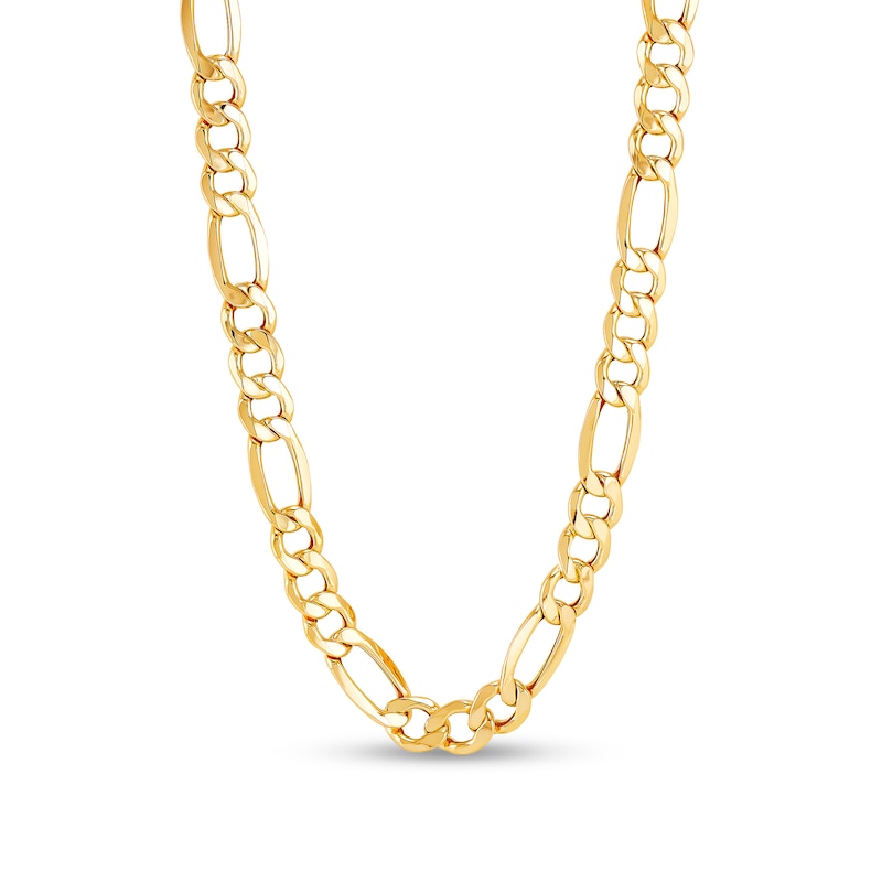 Main Image 1 of Men's 9.0mm Figaro Chain Necklace in Hollow 10K Gold - 28"