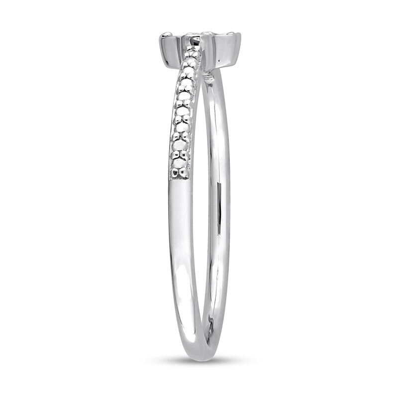 Main Image 3 of 0.045 CT. T.W. Diamond Clover Promise Ring in Sterling Silver
