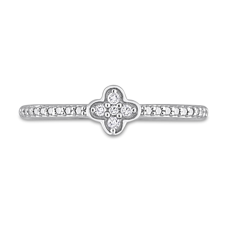 Main Image 4 of 0.045 CT. T.W. Diamond Clover Promise Ring in Sterling Silver