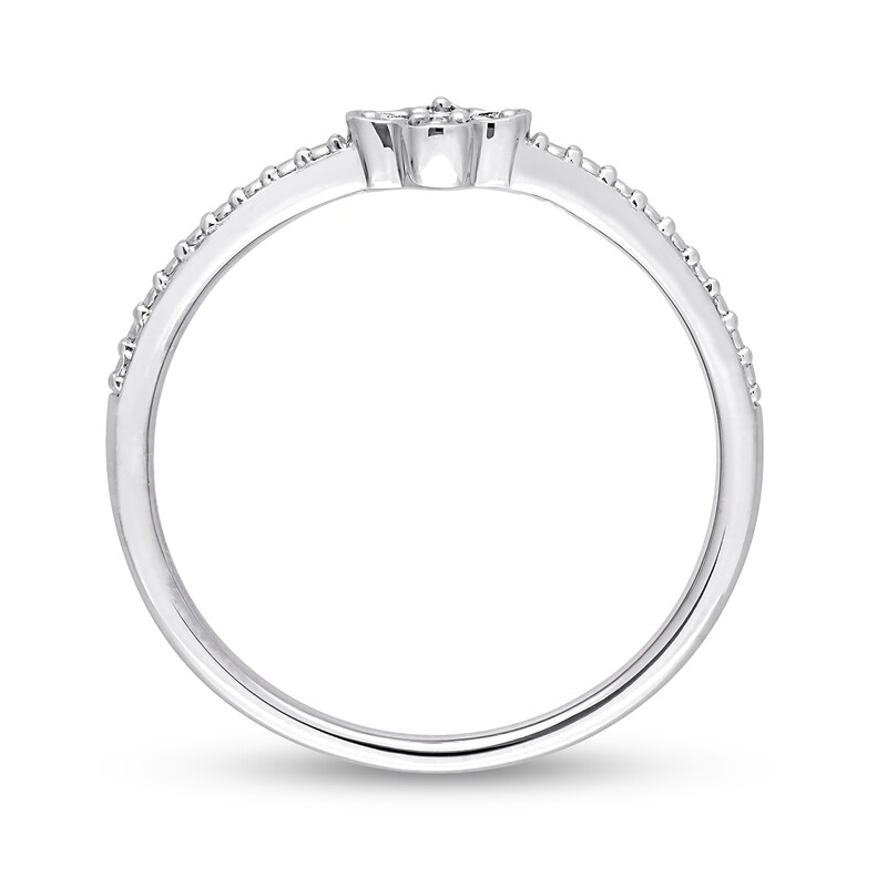 Main Image 5 of 0.045 CT. T.W. Diamond Clover Promise Ring in Sterling Silver