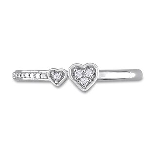0.04 CT. T.W. Diamond Double Heart Promise Ring in Sterling Silver