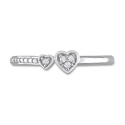 0.04 CT. T.W. Diamond Double Heart Promise Ring in Sterling Silver