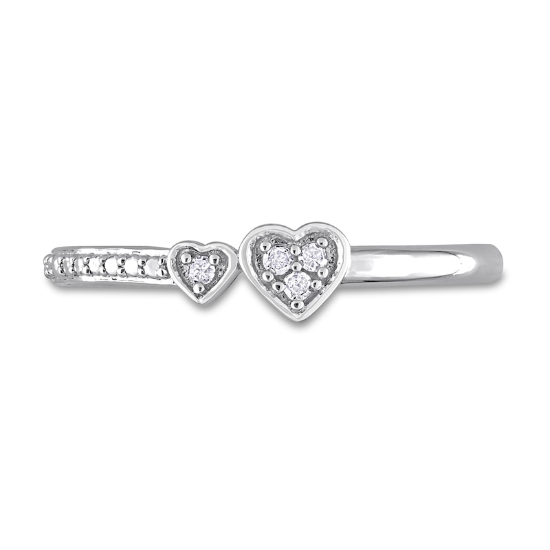 0.04 CT. T.W. Diamond Double Heart Promise Ring in Sterling Silver