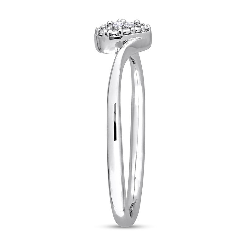 Diamond Accent Heart Frame Bypass Promise Ring in Sterling Silver