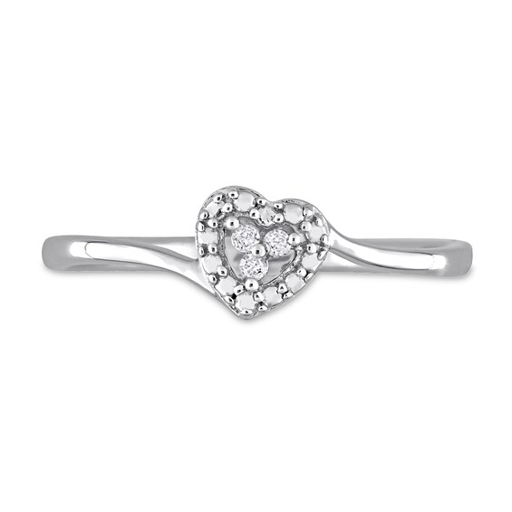 Diamond Accent Heart Frame Bypass Promise Ring in Sterling Silver