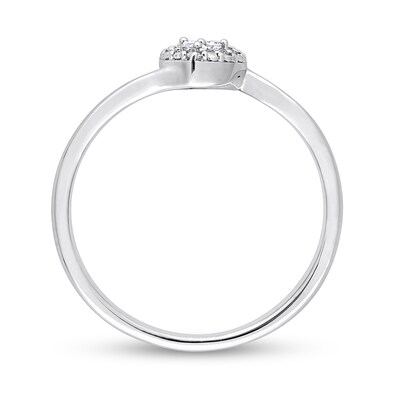 Diamond Accent Heart Frame Bypass Promise Ring in Sterling Silver