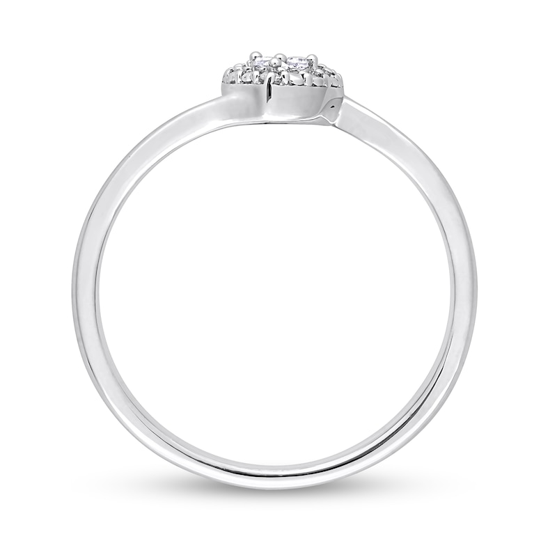 Diamond Accent Heart Frame Bypass Promise Ring in Sterling Silver