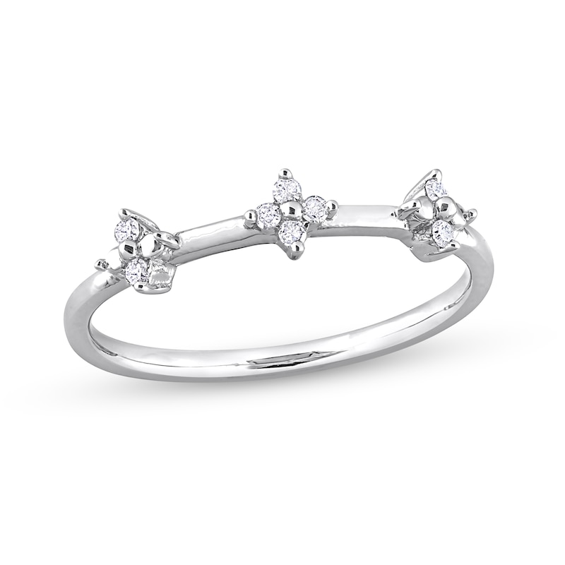 0.08 CT. T.W. Diamond Trio Promise Ring in Sterling Silver