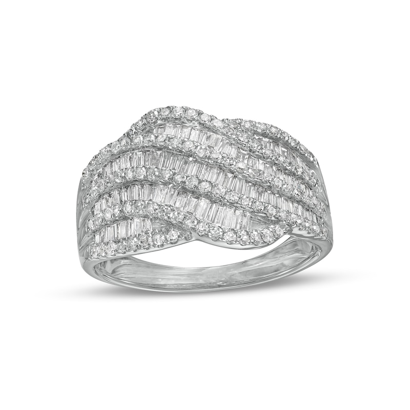1.03 CT. T.W. Diamond Multi-Row Wave Ring in 10K White Gold|Peoples Jewellers