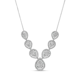 2.00 CT. T.W. Composite Pear-Shaped Diamond Frame Necklace in 10K White Gold