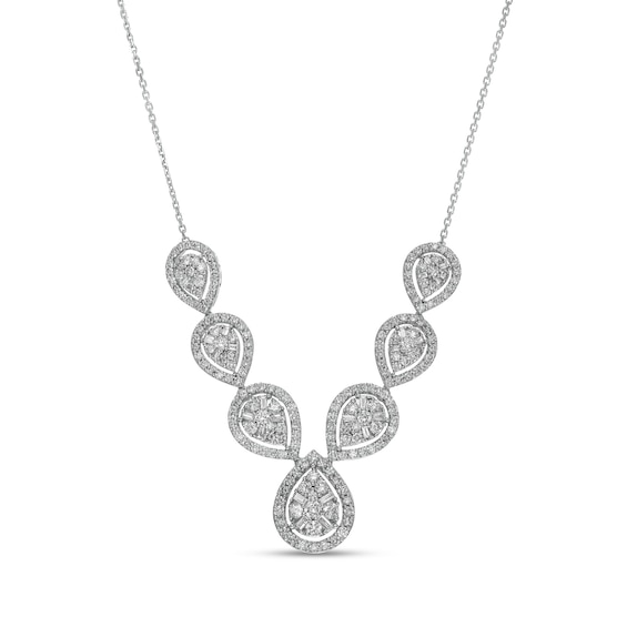 2.00 CT. T.W. Composite Pear-Shaped Diamond Frame Necklace in 10K White Gold