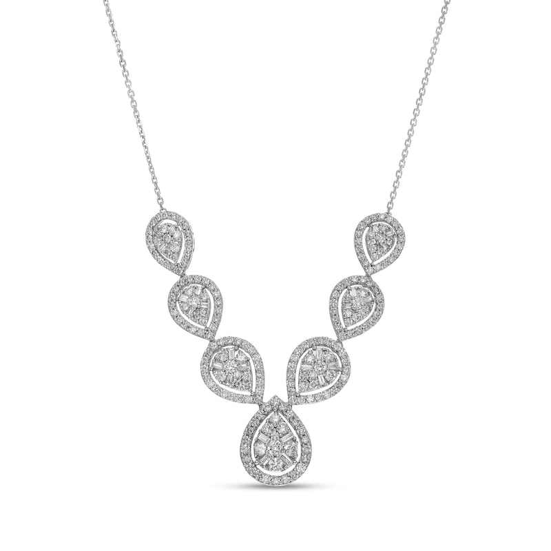 Main Image 1 of 2.00 CT. T.W. Composite Pear-Shaped Diamond Frame Necklace in 10K White Gold