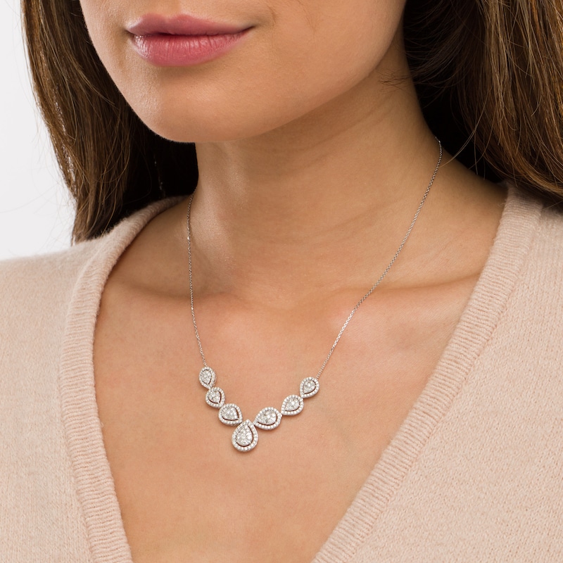 Main Image 2 of 2.00 CT. T.W. Composite Pear-Shaped Diamond Frame Necklace in 10K White Gold