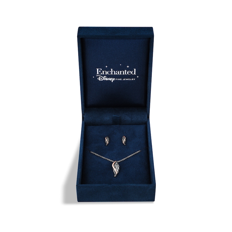 Enchanted Disney Villains Maleficent Diamond Wing Pendant and Earrings Set in Sterling Silver and 10K Rose Gold|Peoples Jewellers