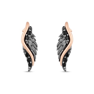 Enchanted Disney Villains Maleficent Diamond Wing Pendant and Earrings Set in Sterling Silver and 10K Rose Gold