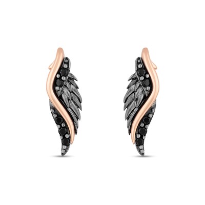 Enchanted Disney Villains Maleficent Diamond Wing Pendant and Earrings Set in Sterling Silver and 10K Rose Gold