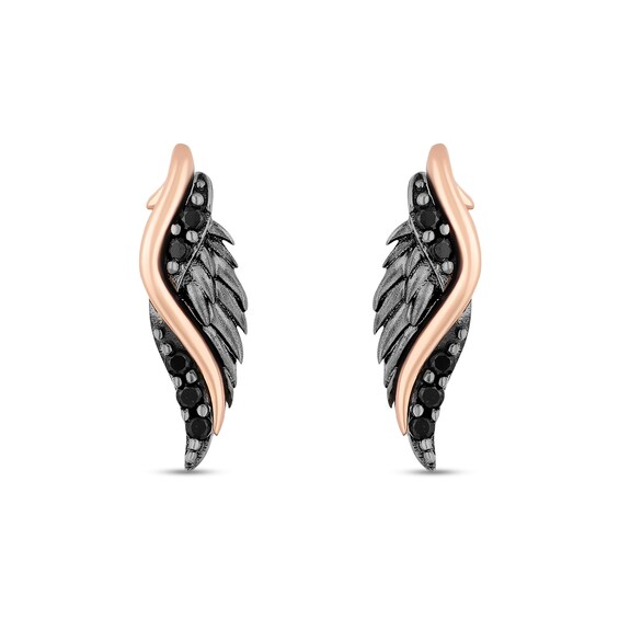 Enchanted Disney Villains Maleficent Diamond Wing Pendant and Earrings Set in Sterling Silver and 10K Rose Gold